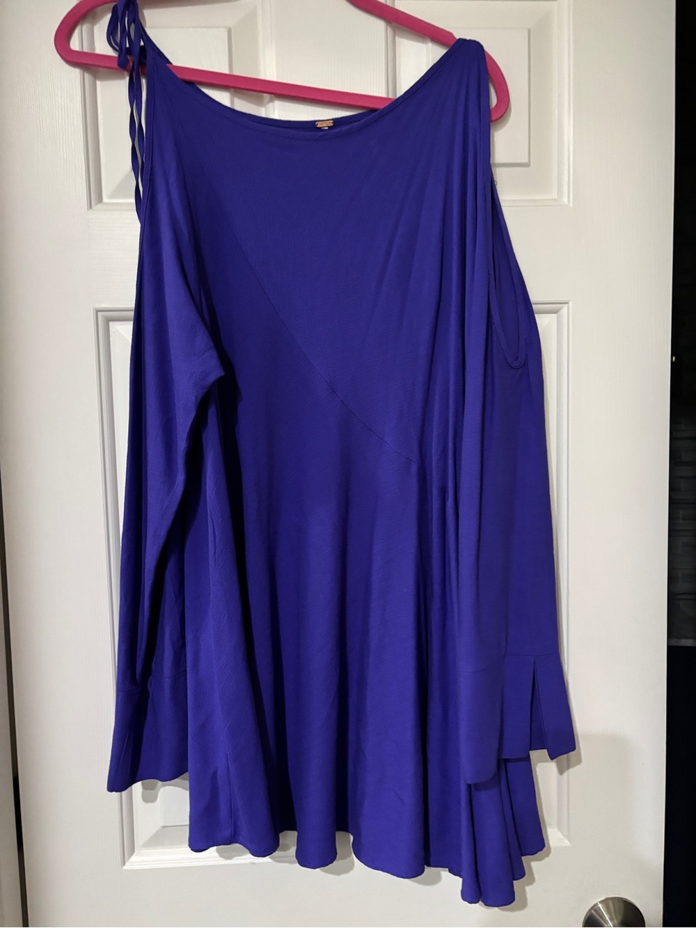 Free People Purple Cold Shoulder Boho Mini Dress Tie Strap - Size M/L*